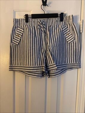 UpWest Blue and White Striped Women's Drawstring Shorts